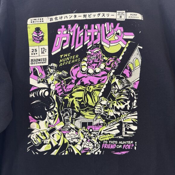 Madness & Co Sweatshirt Pullover Comic Graphic Print Japanese Black XL - Picture 2 of 11